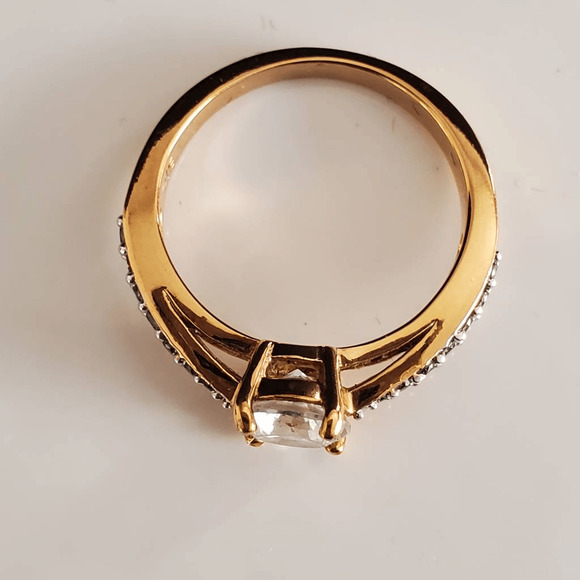 Danbury Mint Diamonisse Ring Gold Plate Women's Size 7 In Original Box - Picture 4 of 13